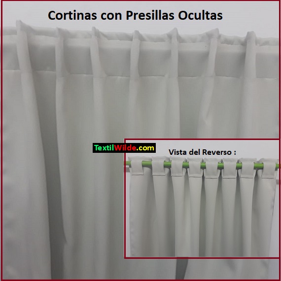 cortina blackout con presillas ocultas , escondidas - Textil Wilde