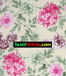 tela provenzal de algodón, estampado con flores, fondo color natural